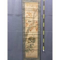 若舟，九十年代工笔画花鸟中堂《喜鹊登梅图》国画书法古玩字画装饰挂画