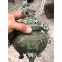 铜三足双龙戏珠鼎香炉_铜炉_缘分古玩店【7788红宝书】