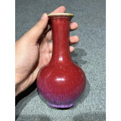 清代乾隆霁红窑变釉花瓶口沿老包银喜欢的朋友不要错过细节如图_红釉瓷_