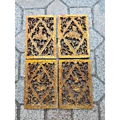 清代鎏金鳌鱼博古木雕花板装裱框挂件古玩古董收藏居家会所装修装饰空间