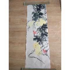 印刷】《宫本武藏枯木鸣鵙图》7212书画挂轴日本回流字画工艺画_花鸟