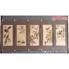 碧山，水墨花鸟画《松鹤图》国画书法手绘字画。纸本绫裱画心尺寸93*40_