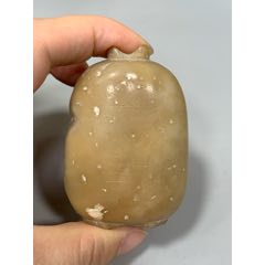 青花釉里红人物鼻烟壶，底款“康熙年制”_旧鼻烟壶_程饶金【7788旧书网】