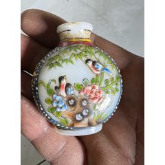 青花釉里红人物鼻烟壶，底款“康熙年制”_旧鼻烟壶_程饶金【7788旧书网】