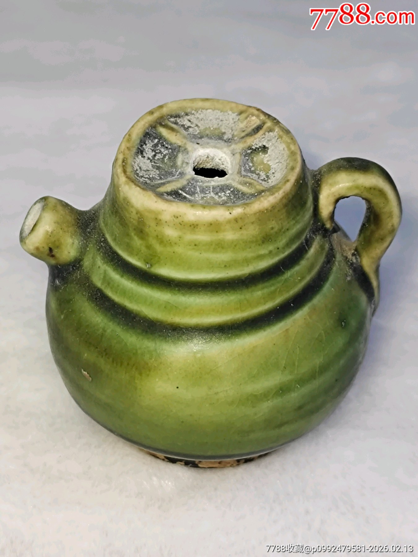 绿釉老瓷大钱水滴-水盂/砚滴-7788徽章收藏