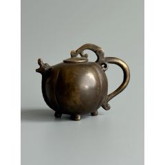 清代铜瓜棱形砚滴，全品，8.5*6.7*5.8cm，1200元-水盂/砚滴-7788帽徽收藏