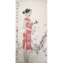 古玩字画收藏古董书画纯老纸纸本立轴老书画包邮_人物国画原作_花梨紫檀