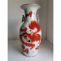 民国画瓷名家桐华居。浅降硬粉彩陶渊明爱菊，花瓶，尺瓶一对。书法画工