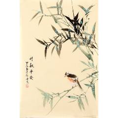 张大千（款），大幅泼墨中堂画《荷花图》国画书法古玩字画装饰挂画。纸
