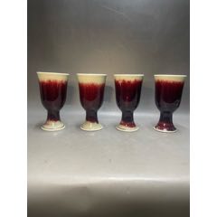 567瓷器／建国瓷厂／柴窑／四字篆书款红釉葫芦瓶／高18.8公分／口径