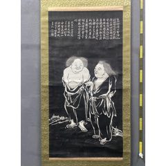 郑板桥，精品乌金拓《书论》国画书法碑刻拓本。纸本绫裱画心尺寸89*25