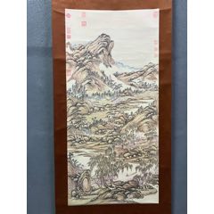 松尾芭蕉，日式俳画名品印刷复制《秋菊图》国画书法装饰挂画。纸本绫裱