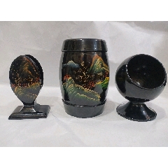 创汇时期铜胎堆朱剔红花瓶一个带原标签红牡丹花手工雕刻_旧漆器_天雅