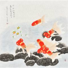 文瑛工笔旧裱绢本花鸟立轴_花鸟国画原作_苏恒堂【7788收藏】