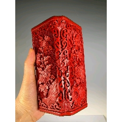 创汇时期铜胎剔红四季花卉纹方笔筒全品_其他旧漆器_配件图片_收藏价格_