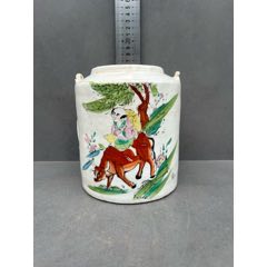 清康熙五彩人物四妃十六子图将军罐_旧瓷器_博古状元老货店【7788红宝书】