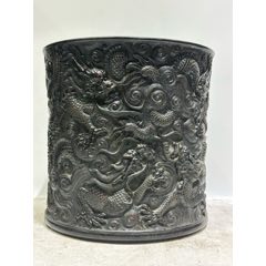清代海南黄花梨百宝嵌笔筒-笔筒-7788国库券收藏