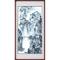 小仓秀甫，日式风格茶挂风景画《富士山》国画书法古玩字画装饰挂画
