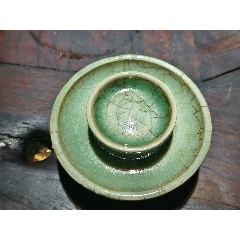 回流宋官窑月白釉连坐双耳胆瓶，紫口铁足，有大裂。_青瓷/秘色瓷_钱大