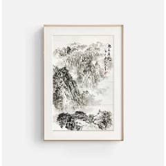正国，七十年代设色山水画中堂《溪山归樵图》国画书法古玩字画装饰挂画