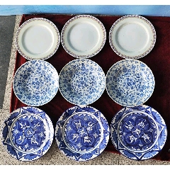 清.豆青釉【青花山水纹大赏盘】（底款成化年制）_青花瓷_路旁小店欢迎