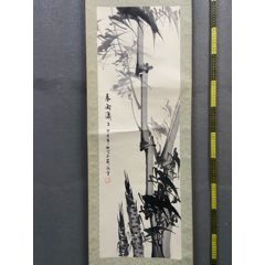 慧儿，七十年代工笔花鸟中堂《富贵万年图》国画书法古玩字画装饰挂画