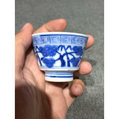 清末民国小尺寸青花福禄寿三星人物高足碗_青花瓷_丁一晚清民国瓷杂店