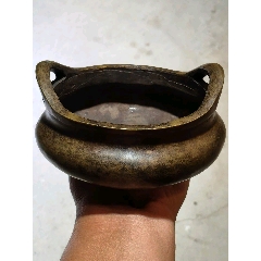 銅製 金寿堂造 斑紫銅 鼎式 香炉 唐木紫檀台座付 / 香道具 精品紫铜香炉_铜炉_玉飞古玩【7788旧书网】