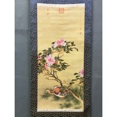 松尾芭蕉，日式俳画名品印刷复制《秋菊图》国画书法装饰挂画。纸本绫裱