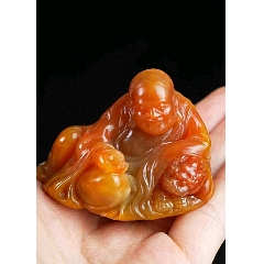 清代老寿山石白田黄印章【张照】款，尺寸2.5-2.2厘米重41.8克，包老保