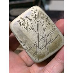 文房四宝墨盒，八十年代，北京艺海早期范曾题诗款铜盒，_墨盒/墨床_