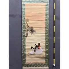 慧儿，七十年代工笔花鸟中堂《富贵万年图》国画书法古玩字画装饰挂画