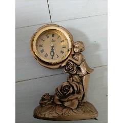 欧式复古玫瑰天使座钟90年代国产树脂工艺石英钟(se111869103)