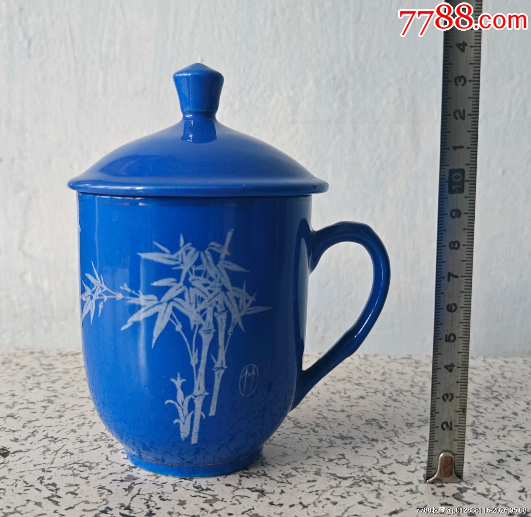 中国美術 青藍釉 茶杯 6客揃え 大明年造款 現代工芸品 ENM23-11 蓝釉茶杯-水杯/杯具-7788红宝书