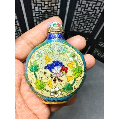 青花釉里红人物鼻烟壶，底款“康熙年制”_旧鼻烟壶_程饶金【7788旧书网】
