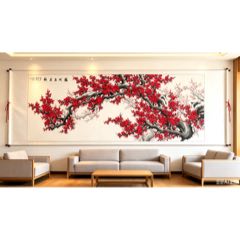 张大千（款），大幅泼墨中堂画《荷花图》国画书法古玩字画装饰挂画。纸