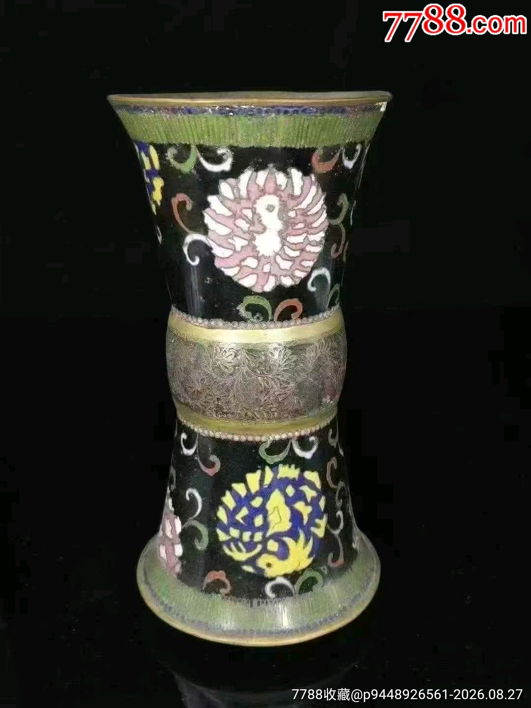 AZ273 銅胎掏絲琺瑯花卉鳳紋香炉・有線七宝香炉・七宝香爐 底座☆中国