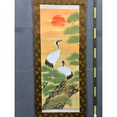 慧儿，七十年代工笔花鸟中堂《富贵万年图》国画书法古玩字画装饰挂画