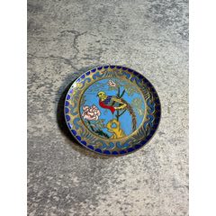 70年代，铜胎蓝色梅花景泰蓝花瓶，小磕y-景泰蓝/珐琅-7788红宝书