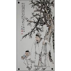 韩宗湘，六十年代人物画中堂《寒山二老》国画书法古玩字画装饰挂画