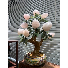 中国美術 古玩 七宝焼 景泰藍 玉石盆栽　玉石盆景 景泰蓝玉石盆景一对花盆-景泰蓝/珐琅-7788景泰蓝收藏