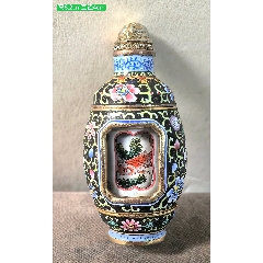 清乾隆朝官制“珐琅彩描金蛟龙出海福寿纹鸡油黄料器鼻烟壶”-鼻烟壶-7788
