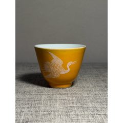清乾隆茶叶末釉双耳三足炉_黄釉瓷_诚信守德【7788旧书网】