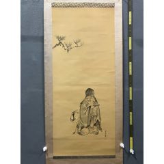 古玩字画收藏古董书画纯老纸纸本立轴老书画包邮_人物国画原作_花梨紫檀