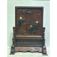 中国 稀少清代黄花梨 古董家具 清代海南黄花梨屏风（群仙贺寿图）明清古典家具二手家具收藏精品老海黄