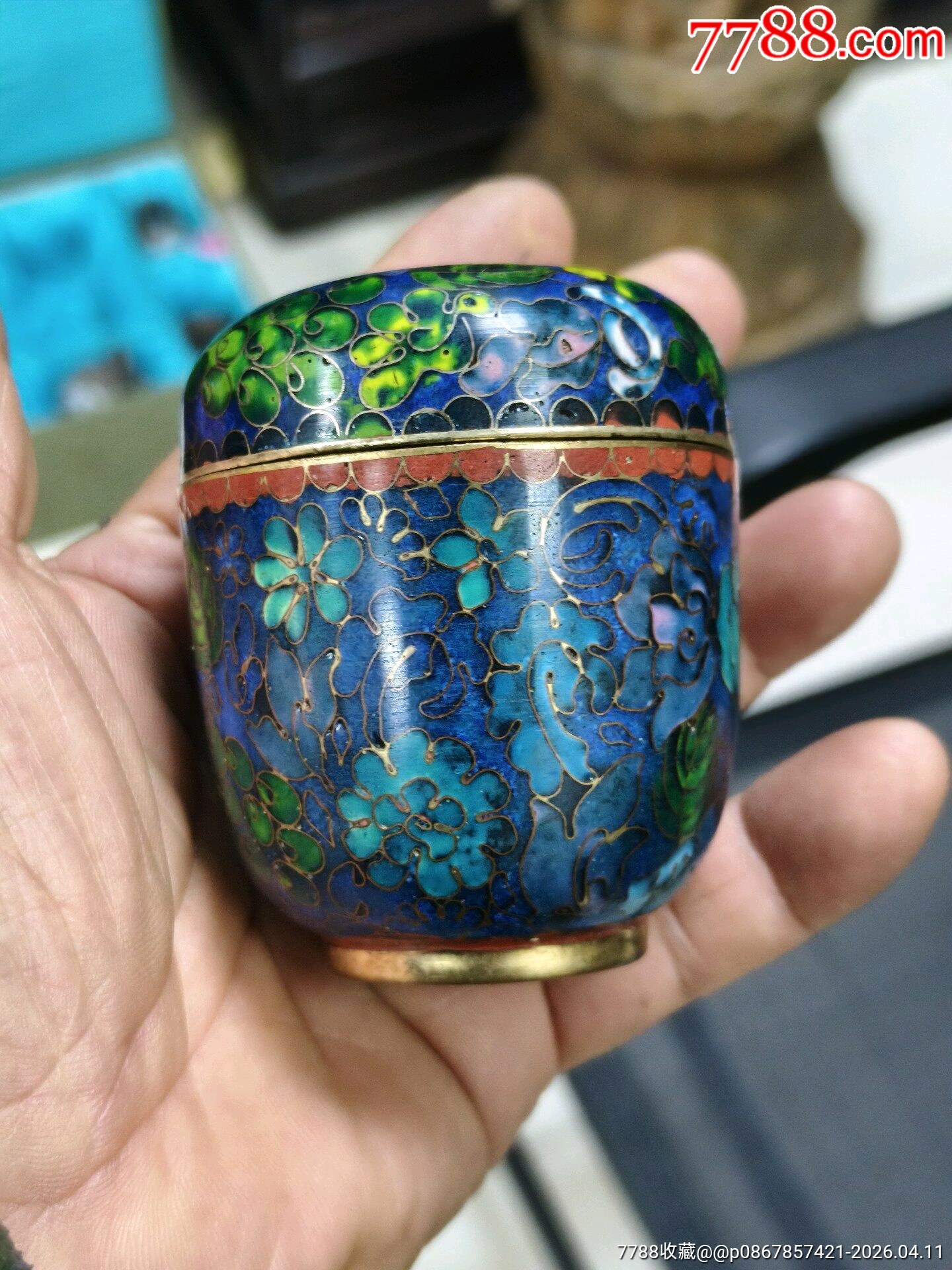 七宝茶罐。高7.5口径6厘米_景泰蓝/珐琅_图片鉴赏_收藏价值_7788铜炉收藏
