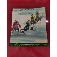 冈本大更，民国时期工笔人物画《子供武者图》国画书法古玩字画。原配木