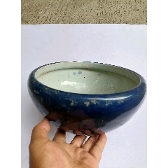 清代霁蓝釉描金双龙赶珠茶园茶杯_蓝釉瓷_九门收藏【7788旧书网】
