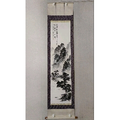 白须心华，民国时期南画山水小品茶挂《秋江独钓图》国画书法古玩字画
