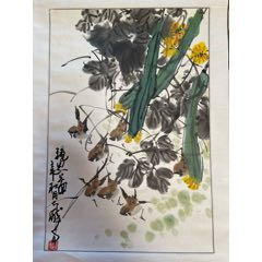 傅国栋写意花鸟画国画水墨字画书画墨迹墨宝纯手绘作品条幅竖幅竖版单幅